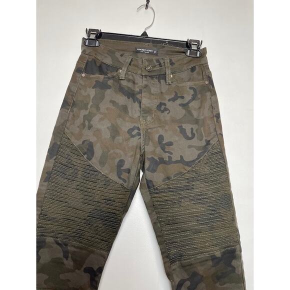 Camouflaged High Waist Pants Ladies Size 3 Skinny Leg Camo Textured Ankle Zip - Picture 2 of 12
